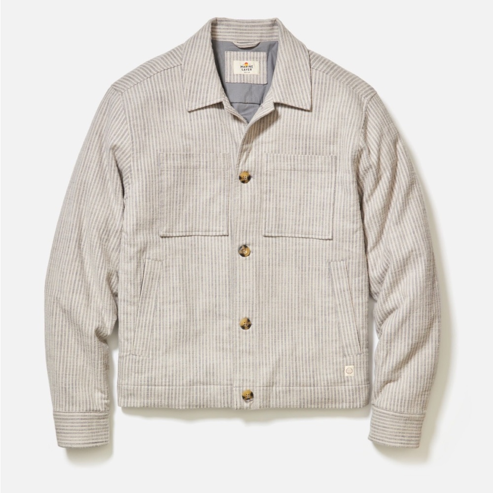 Marine Layer Light Gray Striped Shirt Jacket